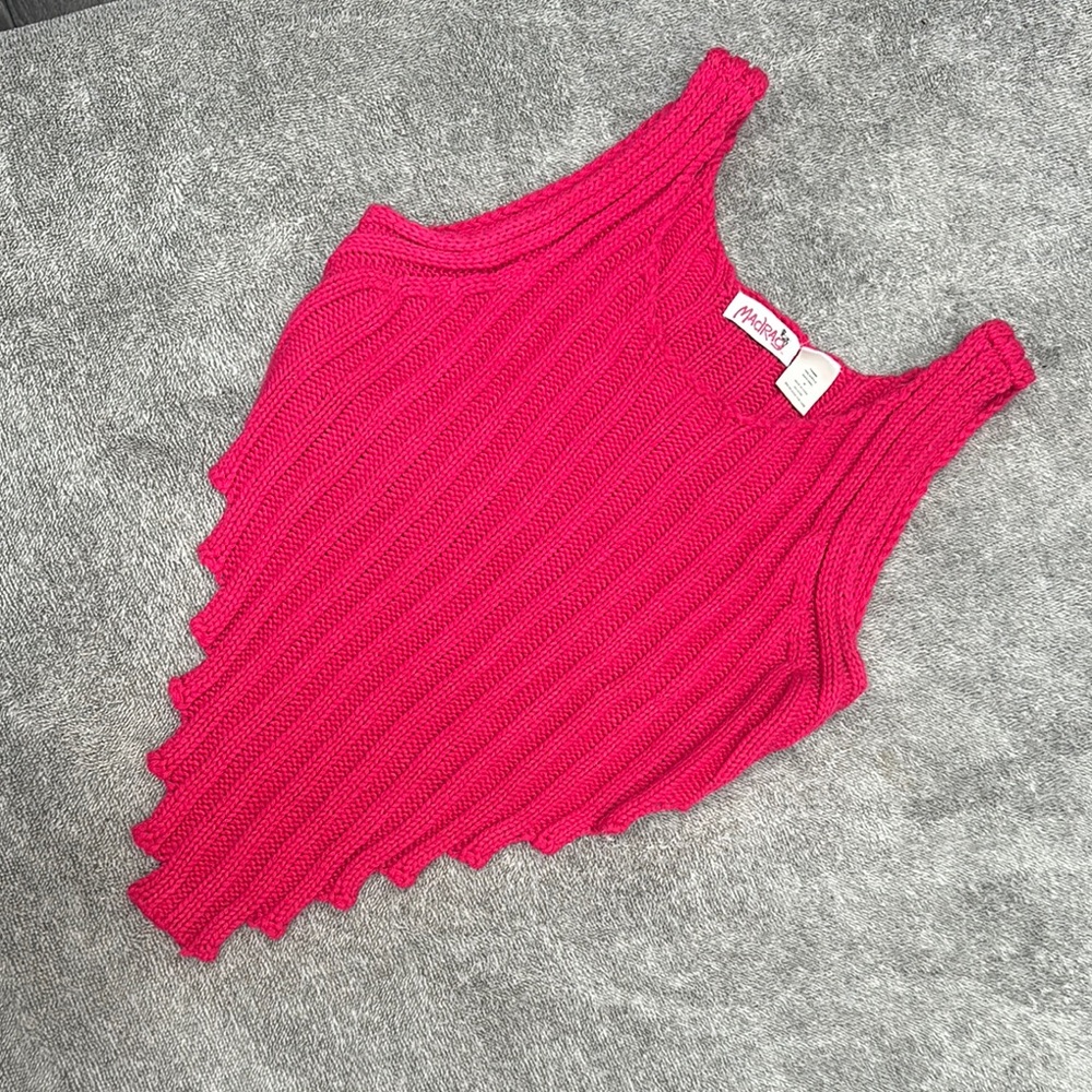 Pink Asymmetrical Ribbed Sleeveless knit top